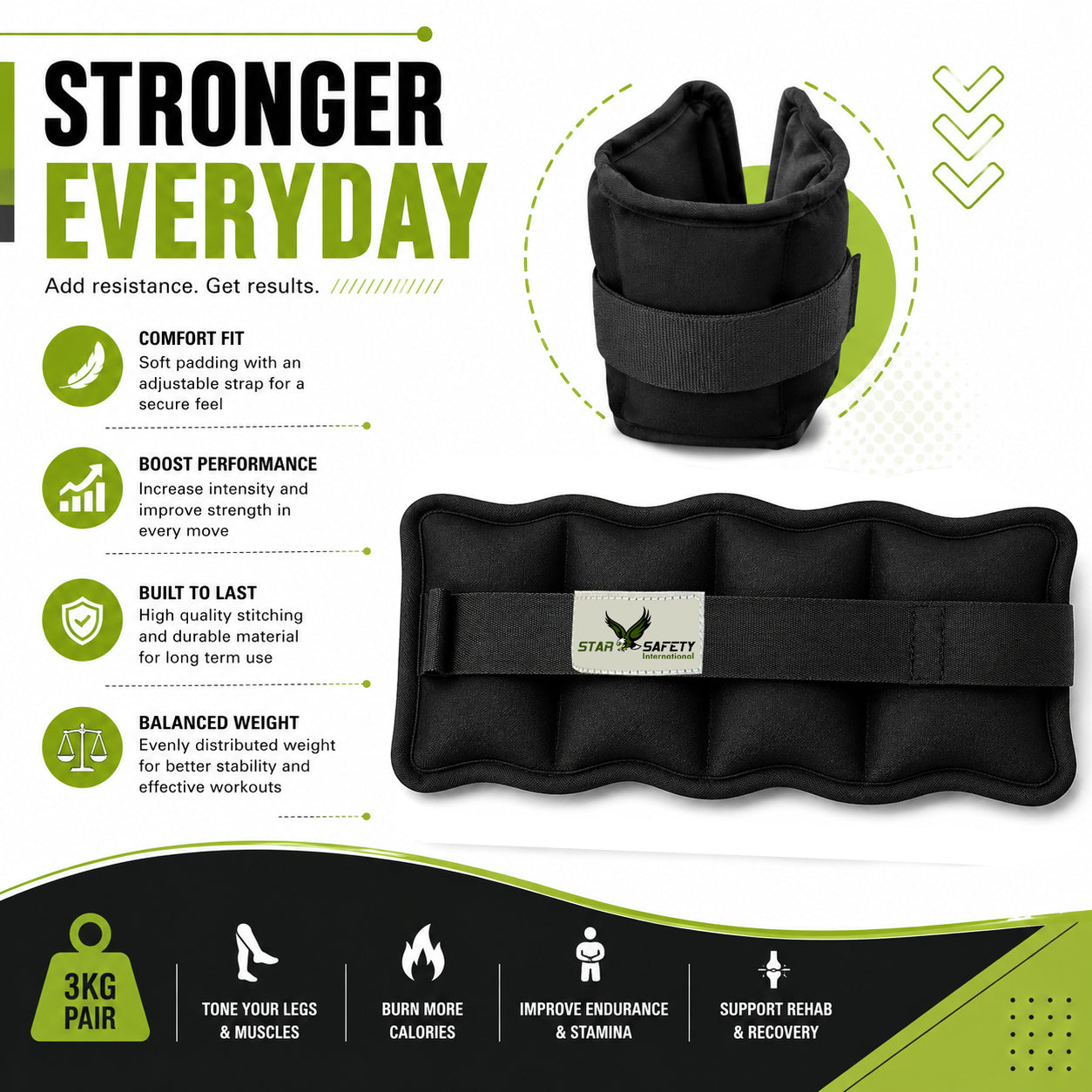 Star Safety APEX 3 — 3kg Training & Recovery Ankle Weights