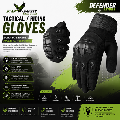 Star Safety Defender — Full Finger Riding & Tactical Gloves