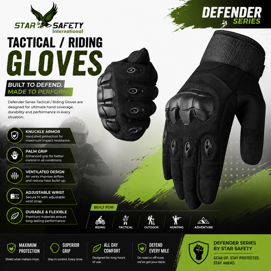 Star Safety Defender — Full Finger Riding & Tactical Gloves
