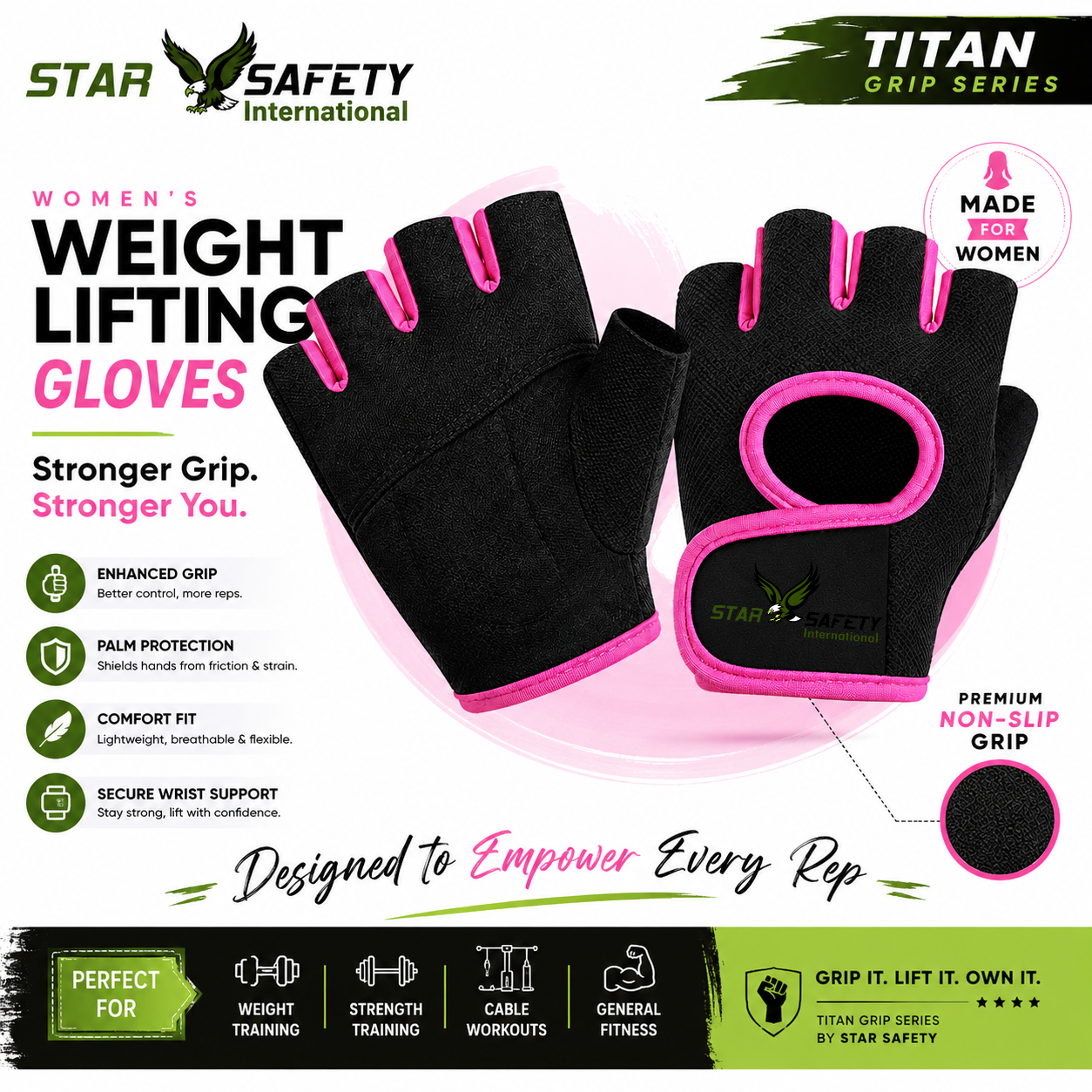 Star Safety Titan Grip — Performance Weight Lifting Gloves Women Special
